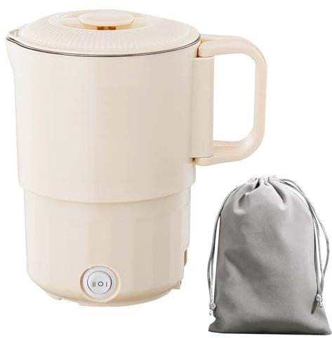 GAOUTO Tragbarer Kompakter Elektrischer Wasserkocher: 1 Faltbarer Wasserkocher, Praktischer Camping-Wasserkocher, Für Camping, Reise, Wandern (Weiß, 1.2L)
