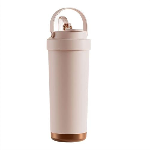 Travel Mug with Handle 24oz 750ml Double Wall Ceramic Stainless Steel Insulated Water Bottles Tumbler with Straw 2-in-1 Leakproof Lid for Cold and Hot Drinks Portable Travel Coffee Mug