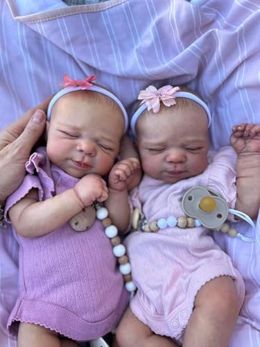 Zero pam Reborn Baby Mädchen Vollsilikon Lebensecht mit Haaren Augen Zu, Puppe 45 cm Reborn Babypuppe Wie Echtes Baby Vollsilikon Vinyl Waschbare Bewegliche Realistische Babypuppen (Bauernhaus)