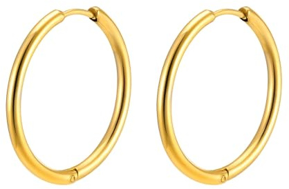 Bishilin Ohrringe Edelstahl Damen, Creolen 2.5MM Dick Hoop Gold Silber Ohrringe Mädchen in Bijouterie