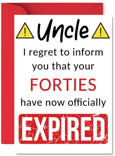 Funny 50th Birthday Cards for Uncle, Your Forties Have Expired | Happy Birthday Card for Uncle from Nephew Niece, A5 Banter Joke Humour Bday Greeting Cards Gift