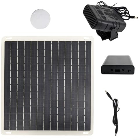 HEIBTENY Riscaldatore e asciugatrice per auto con pannello solare da 10 W, con kit di custodia per batteria, termoventilatore portatile per il riscaldamento invernale, riscaldamento della casa degli