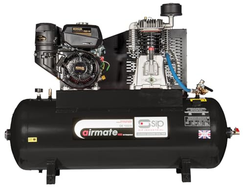 SIP Airmate ISKP7/150ES Industrial Petrol Belt-Driven Air Compressor, Kohler® 7hp 207cc Engine, 150L, 150psi / 10.3 Bar 16CFM