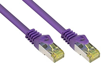 Good Connections RJ45 Ethernet LAN Patchkabel mit Cat. 7 Rohkabel und Rastnasenschutz RNS, S/FTP, PiMF, halogenfrei, 500MHz, OFC, 10-Gigabit-fähig (10/100/1000/10000-Base-T Ethernet Netzwerke) - z.B. für Patchpanel, Switch, Router, Modem - violett, 30 m