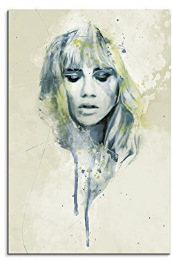 Suki Waterhouse II Aqua 90x60cm - Splash Art Paul Sinus Wandbild auf Leinwand - Malerei, Kunstbild, Aquarell, Fineartprint
