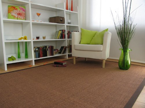 Astra Sisal Teppich Manaus mit Bordüre Farbe braun Coffee 100% Sisal - 18 Größen, Größe: 65x140 cm