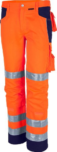 Qualitex Warnschutz-Bund-Hose Arbeits-Hose PRO MG 245 - orange/Marine - Größe: 70