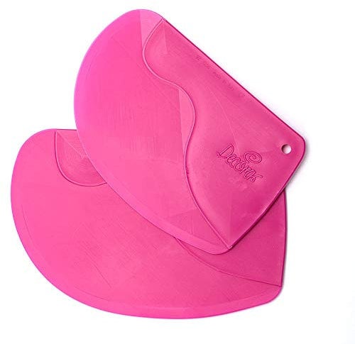 DECORA 2 Plastic Dough Scrapers Magenta, Pink, 12,5 + 14,5 cm