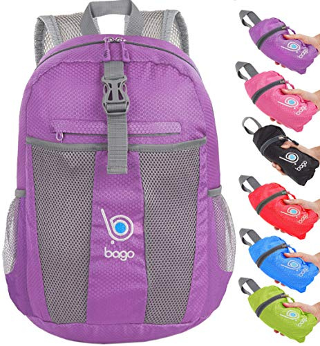 bago 25L Packable Lightweight Backpack - Water Resistant Travel and Hiking Daypack (25-Liter, Violet Purple)