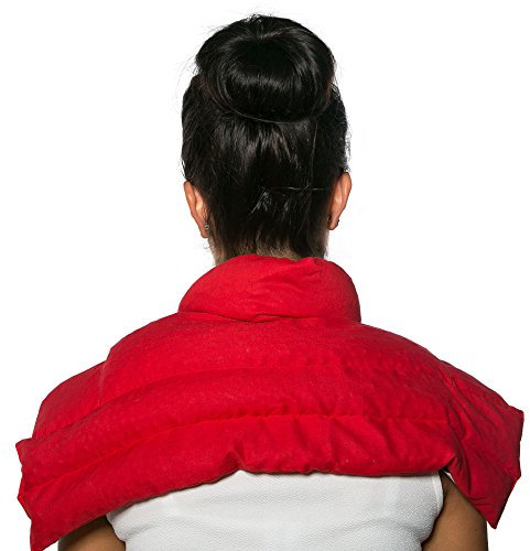 Rapssamenkissen Schulter & Nackenkissen mit Kragen - Bio-Stoff rot - Gute Wärme für den Nacken - Eine Alternative zum Nackenhörnchen