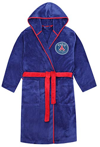 Paris Saint-Germain FC PSG Boys Dressing Gown Robe Hooded Fleece Kids Official Football Gift