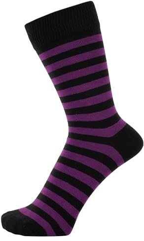 ZAKIRA Calzini Eleganti in Finissimo Cotone Pettinato a Righe per Uomo e Donna, 36-40 (EU), Viola/Nero