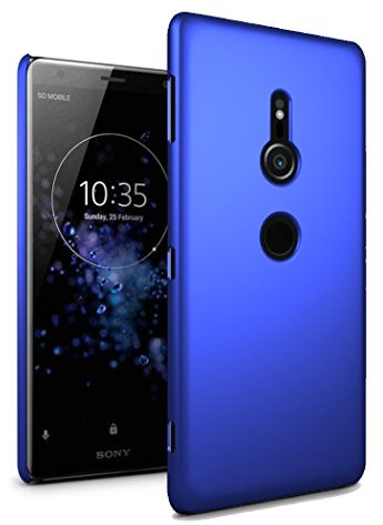 TypeandColor® Sony Xperia XZ2 Hülle, Sony Xperia XZ2 Hülle, Slim Thin Armour Hard Case – matt gummiert Sony Xperia XZ2 (blau)