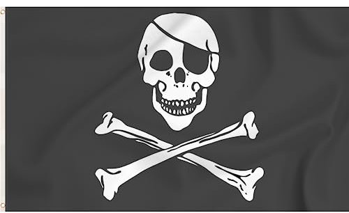 Storm&Lighthouse Bandiera dei pirati Jolly Roger Teschio e ossa incrociate Decorazione per feste Bandiera Pirata Forniture per feste 1,5 m x 0,9 m con occhielli in metallo