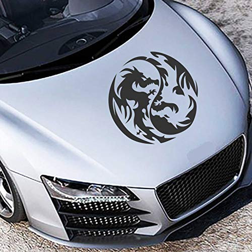 INDIGOS UG - Auto Aufkleber Yin Yang Drache 60cm x 60cm schwarz - Heckscheibenaufkleber - Autoaufkleber lustig - Tuning - Spoiler - Sticker Wohnmobil