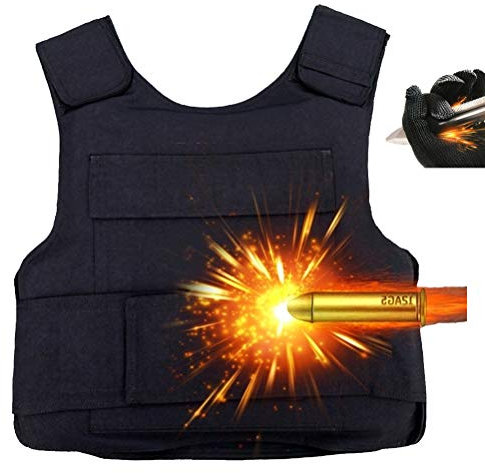 Armor QTrees Chaleco de seguridad táctico militar de 32 capas a prueba de explosiones a prueba de explosiones para hombres y mujeres (2,8 kg, negro, talla única), Negro, Taille unique