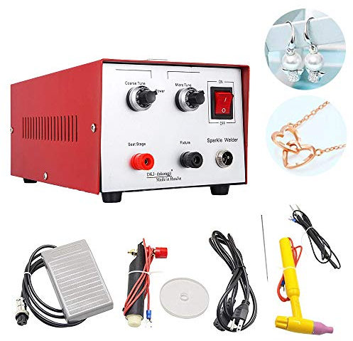 MaquiGra Soldadora Láser de Punto Automática para Joyería 2 en 1 Máquina de Soldadura de Pulso Ajustable 30A 200W Rango de soldar 0.5-1.0MM (Rojo)