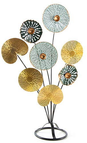 Logbuch-Verlag Dekoobjekt zum Hinstellen 53 cm Blätter Blume Baum Gold türkis schwarz Geschenk Geburtstag Metall