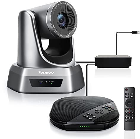 Tenveo PTZ Konferenzkamera und Konferenzmikrofon,10x Zoom 1080p Videokonferenzsystem 6m-Radius-Sprachaufnahme, für Großer Konferenzräum mit 8-10 Personen(VA3000