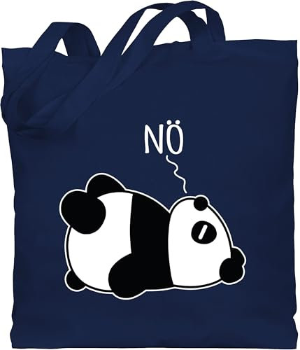 Shirtracer Baumwolltasche - Sprüche Statement - Nö - Panda - weiß - Unisize - Navy Blau - mit aufschrift nein beutel statements pandabär stoffbeutel sprüchen panda-motiv jutebeutel spruch