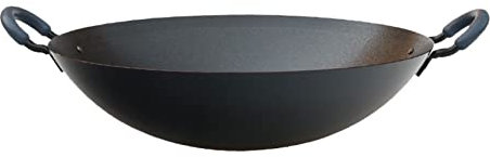 YYUINU Wok in ghisa, doppia orecchia, con manico in resina, adatto per famiglie grandi da 6 a 8 persone, 42 x 42 x 12 cm