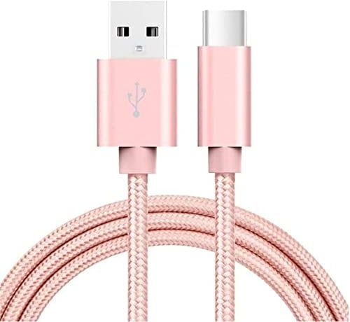 USB C Cable, USB Type C Cable Nylon Fast Charging Cable for Samsung S21 Ultra,S20, A72,Huawei Mate 40 Pro+,P50,nova 8,Y9a,MateBook,Xiaomi 11T,OnePlus 9,Google Pixel 5-Rose Gold/Pink (1M)