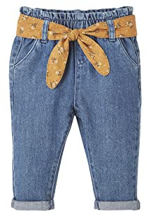 Vertbaudet Mädchen Baby Jeans mit Stoffgürtel