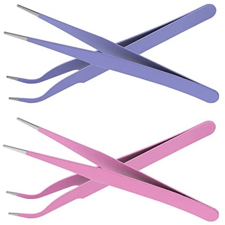 Prasacco 4-in-1 Curved & Straight Tweezers - Sticker, Craft, Eyelash & Nail Art Rhinestone Tweezers