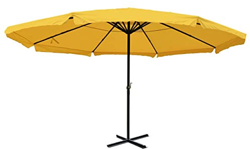 Sonnenschirm Meran Pro, Gastronomie Marktschirm mit Volant Ø 5m Polyester/Alu 28kg ohne Ständer - gelb