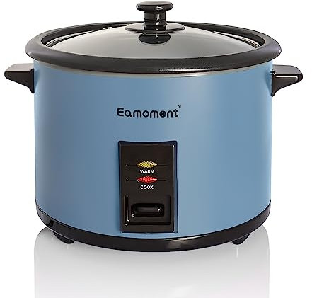 Eamoment ERC-10CBL 1.8L | 700W Reiskocher & Schwarzer Dampfgarer Reiskochfunktionen,kochen 1-10 Personen Antihaftbeschichteter abnehmbarer Topf, Messbecher und Reislöffel, blau,ERC-10CBL