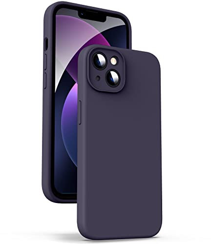 Supdeal Custodia in Silicone Liquido per iPhone 13, [Protezione Fotocamera] [Anti-Impronta Digitale] [Ricarica Wireless], Cover Case in Microfibra Incorporata, 6,1, Viola Scuro