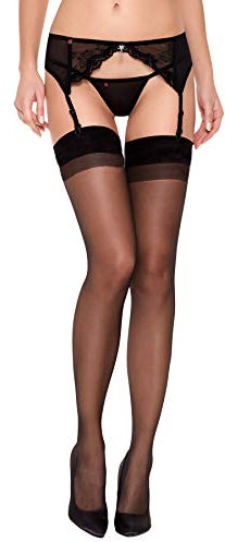 Selente Lovely Legs Collants élégants pour femme avec effet porte-jarretelles Made in EU, Noir filet 40 Den, Noir , 36