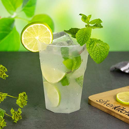 Silverkitchen 100x Cocktailbecher 300ml - Mehrwegbecher aus Plastik 0,3 Liter, Trink Becher Set Plastik Mehrweg, Plastikbecher Spülmaschinenfest, Transparent klar, Made in Germany