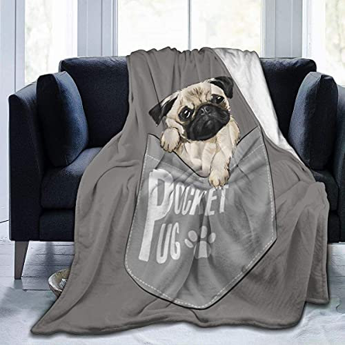 Kuscheldecke Flauschig Grauer Mops Weiche Plüsch Decke für Kinder Erwachsene, Warm Wendedecke Flanell Fleecedecke TV-Decken Sofadecke Couchdecke Tagesdecke - 150x200 cm