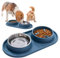 ZSMJAER Gamelle Double pour Chat Gamelle Double Chien en Acier Inoxydable avec Tapis en Silicone Anti-Débordement pour Petits Animaux de Compagnie,Chiens et Chats