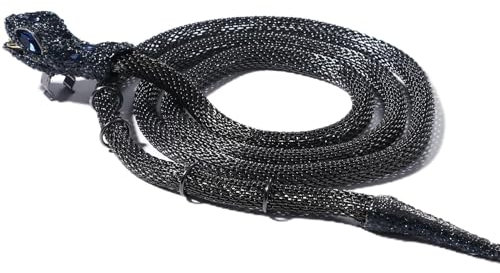 JewelryWe Schlangen Armband Halskette Damen: Schwarz Flexibel Biegbar Schlangenkette Taillenkette Halsband Wickelarmband Verdrehbar Einstellbar Geschichtete Choker Kette Manschette Armreif für Frau