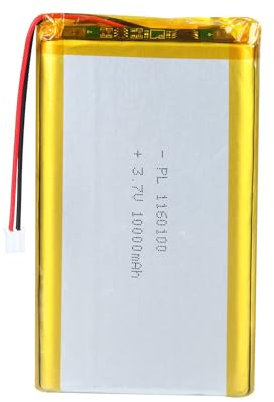 Uxney Batterie Li-Po 3,7 V 10 000 mAh 1160100 lithium-polymère lithium-ion avec connecteur 2P-PH avec grille de 2,0 mm