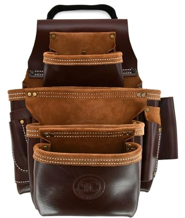 Style n Craft Framer’s Nail and Tool Pouch, Heavy-Duty Leather Tool Pouch, Perfect and Durable Full-Grain Leather Pouch, Dark Tan