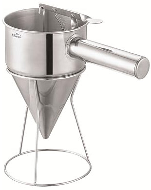 Lacor - 67151 - Entonnoir de Distribution, Idéal pour le remplissage ou la décoration, Acier inoxydable 18/10, Buse de sortie de 8 mm, 1.25 litre, Passe au lave-vaisselle, Comprend un support