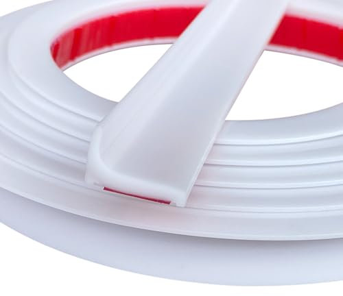 Barrera para Agua 1.7M Barrera de Ducha Silicona Barrera Agua Ducha Autoadhesiva Borde Plato Ducha Plegable para Mampara de Ducha o Borde de la Bañera del lavabo (Blanco, 1.7M)