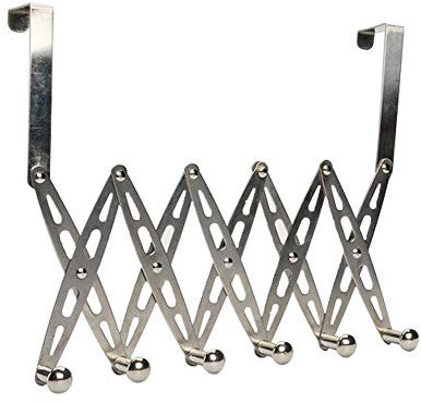 Handtuchhalter Ausziehbare Türhängeleiste Türgarderobe mit 6 Haken Garderobenleiste Türhaken Edelstahl Kleiderhaken zum Aufhängen Türhänger Ohne Bohren