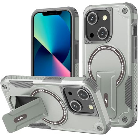 DIMIYER Panzerhülle für iPhone 13/für iPhone 14 Hülle mit Ständer, Heavy Duty Schutzhülle für iPhone 14/13 Hülle, Ganzkörper Militärischer Robust Stoßfest Handyhülle für iPhone 13/14 Case