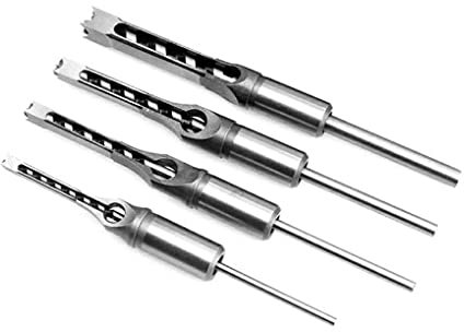 siduytin 4 Pieces Woodworking Drill Bits Carbon Steel Square Mortising Puncher Bit Punching Extended for Craftsman Carpentry Tool