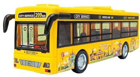 SUIOPPYUW Auto Spielzeugbus Modell mit Beleuchtung und Musik, robust für endlosen Spaß, geeignet als Geschenk für Babys, großes ABS Busspielzeug für Kinder, Gelb