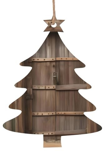 Decorazione rustica per albero di Natale in legno con stampa porta in legno, etichette natalizie rustiche da appendere con corde di iuta