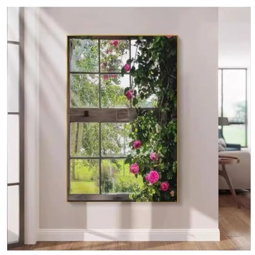 Arte Murale Decorativa 3D, Sculture Murali Appese Con Luce A Led, Murale Illuminato Di Finte Finestre Apribili, Decorazioni Murali Con Vista Sulla Finestra, Pittura Con Lampada(Multi-colored-D,50x70cm