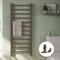 Brushed Bronze Bathroom Straight Heated Towel Rail Radiator 500 x 800 & Corner Thermostatic Valves