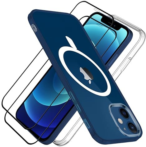 For iPhone 12 / 12 Pro Case and Screen Protector,Fit for MagSafe iPhone12 / 12pro Clear Phone Case with 2 x Tempered Glass,iPhone 12/12 Pro Magnetic Cover,Anti-Scratch Shockproof Phonecase,6.1 inch