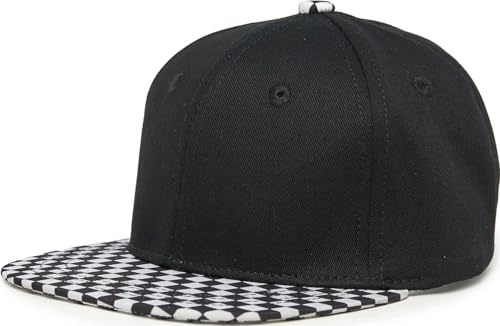 Funky Junque Kids Mesh Trucker Hat - Checker Brim - Black