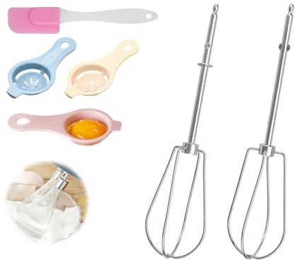 Abiyou Ersatz Rührbesen, 2PCS Universelles Ersatz Schneebesen, Edelstahl Schneebesen Senden 3 Eiweißabscheider und Spatel, Mixerstäbe Ersatz, für Schlagen Von Sirup, Eierflüssigkeit, Käse